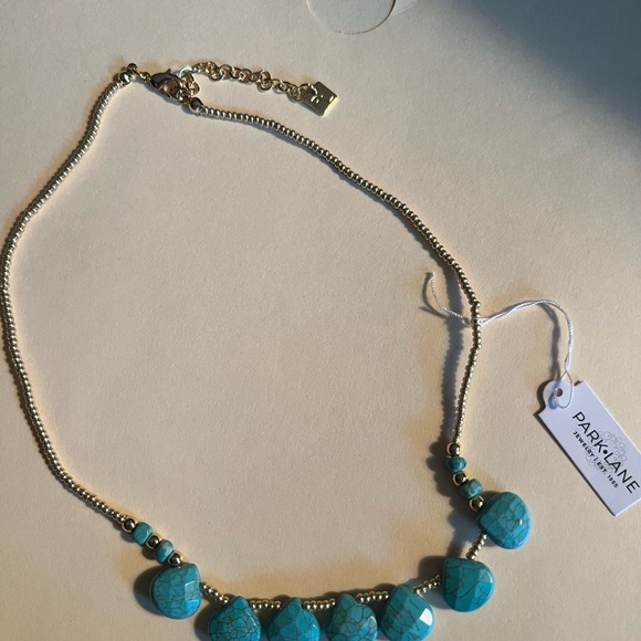 Park Lane turquoise and gold beaded Necklace 16" with 2" extender. New. - Picture 3 of 4